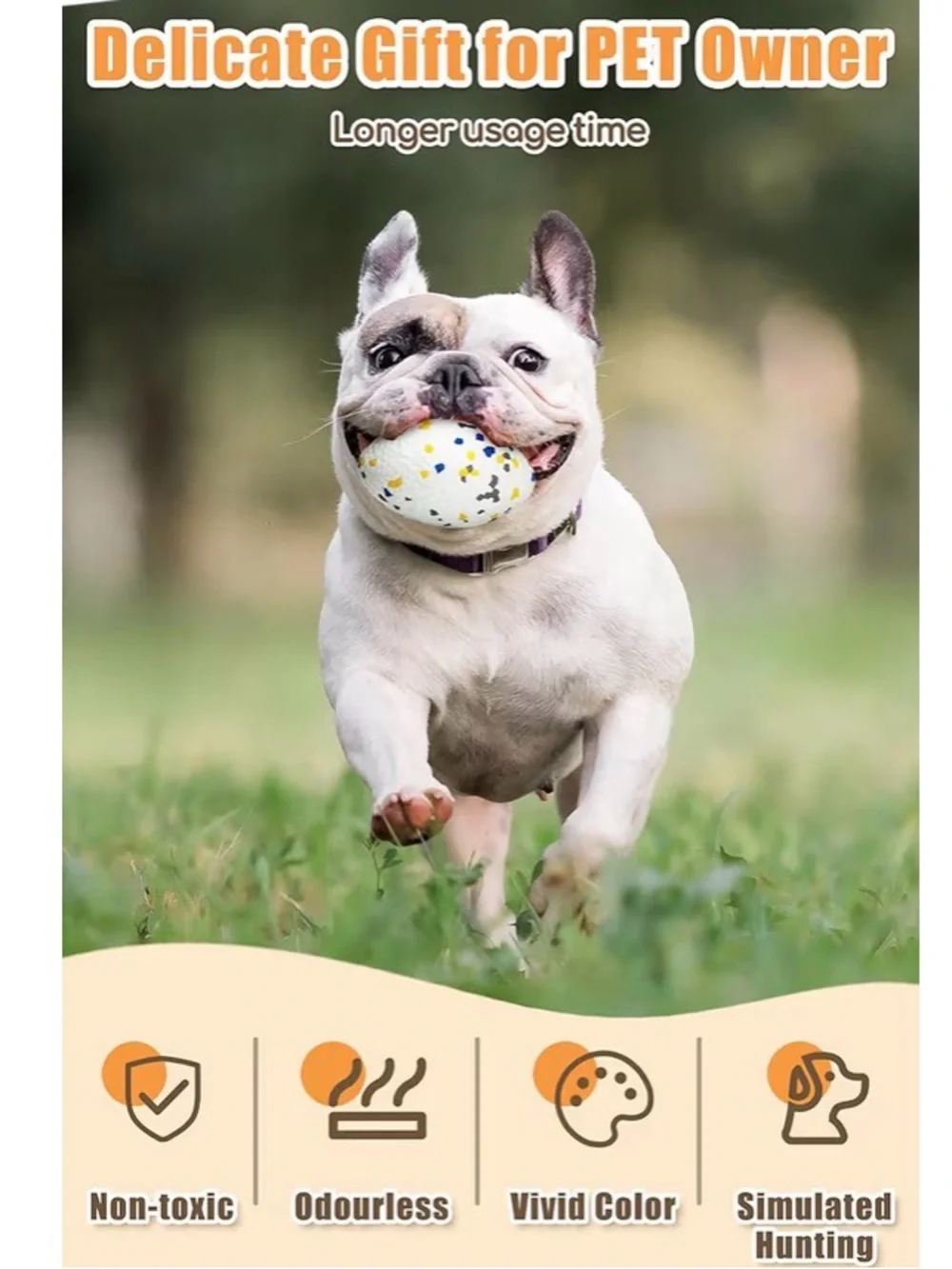 Moon Orange 4.72” Dog Fetch Ball Toy - White with Yellow & Blue Spots